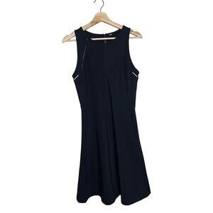 Lululemon Go Til Dawn Black Fit & Flare Dress Reflective Trim Sleeveless 8